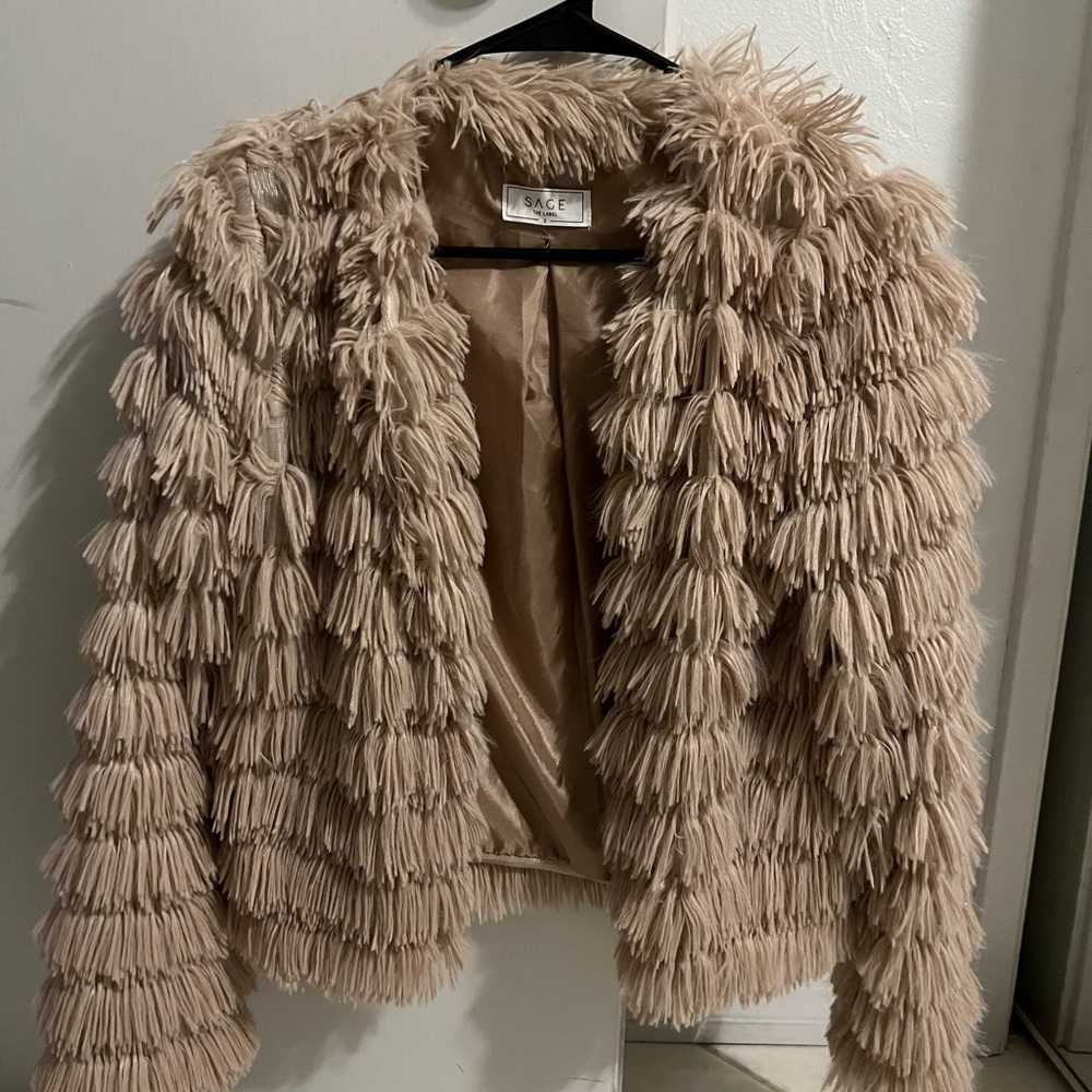 Planet Blue Sage the Label Furry Jacket